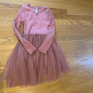 Cotton On Kids Pink Long-Sleeve Crew Neck Dress